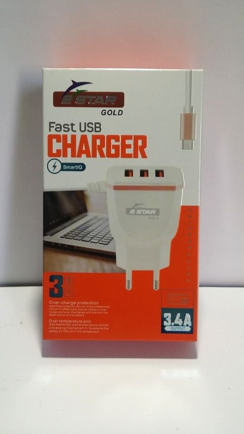 3 USB and 1 Cable 3.4A Mobile Charger - Style 1