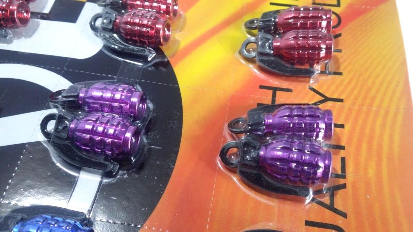 Grenade Style Wheel Nozzle Caps - For Cars & Bikes