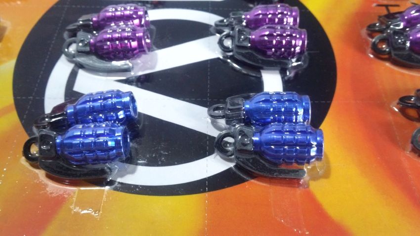Grenade Style Wheel Nozzle Caps - For Cars & Bikes