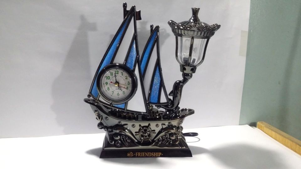 Ship Style Copper Alarm Clock Plus Lamp