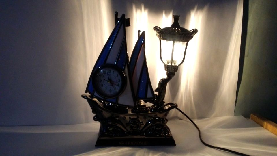 Ship Style Copper Alarm Clock Plus Lamp