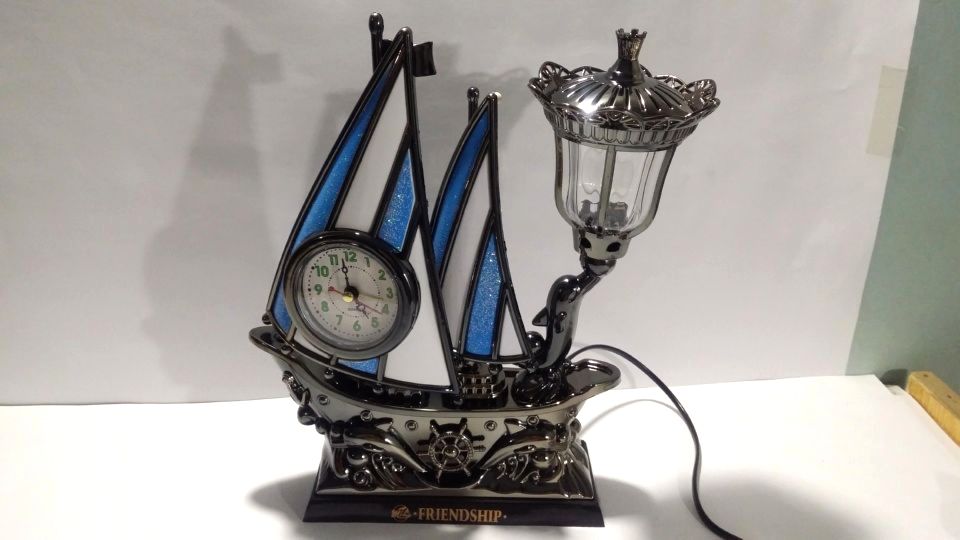 Ship Style Copper Alarm Clock Plus Lamp