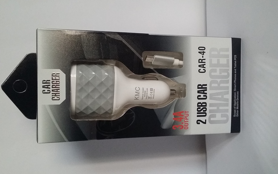 KMC 2 USB 1 Cable Car Charger - 3.4A Output