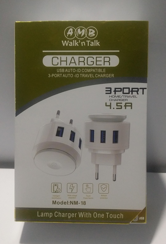 Touch LED Mobile Charger with Lamp - 4.5A Output