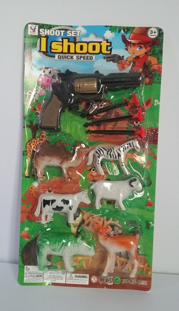 Cute Toy Animals Set with Pistol & Darts