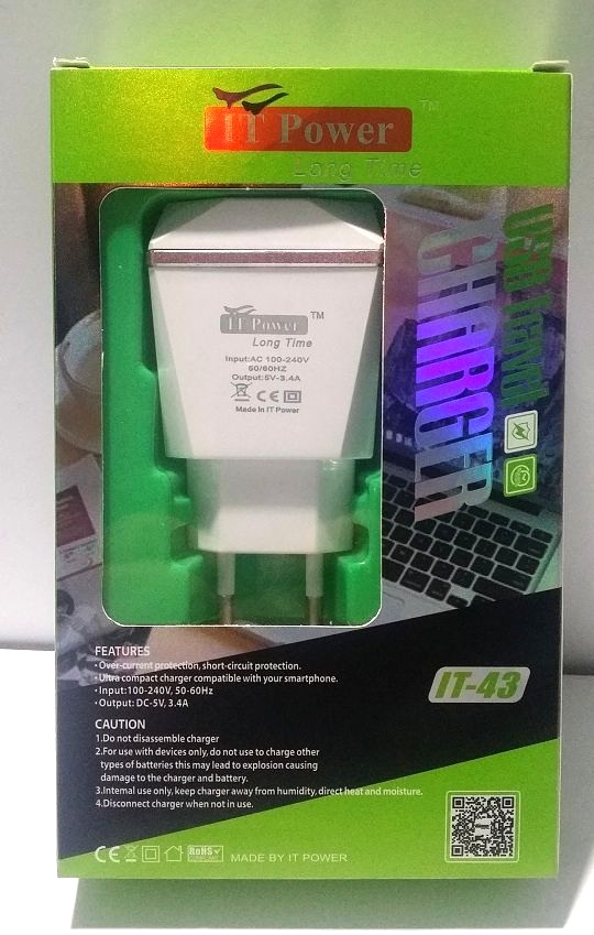 2 USB and 1 Cable 3.4A Mobile Charger - Style 1