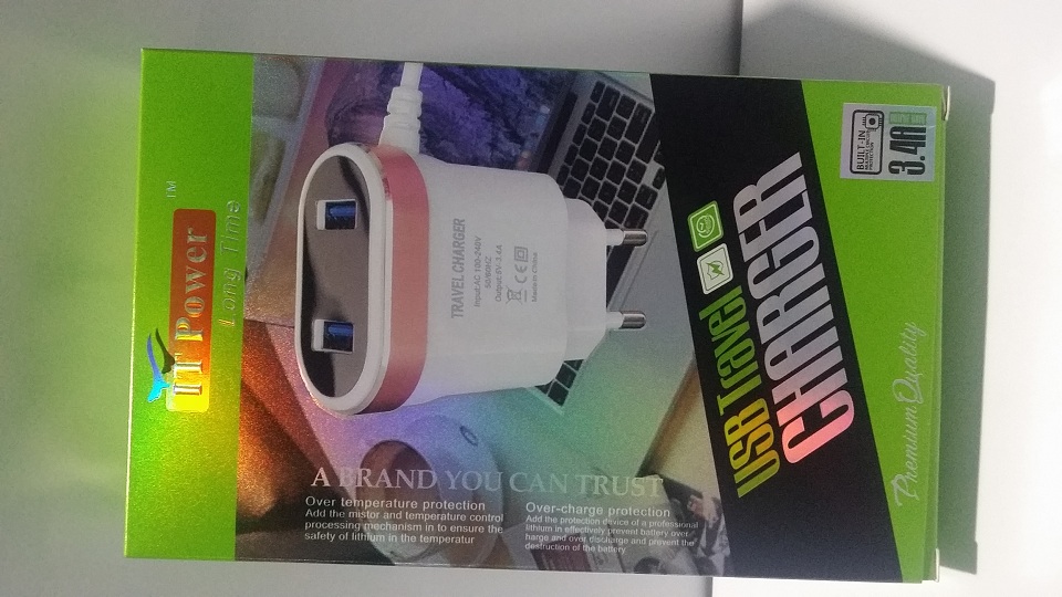 2 USB and 1 Cable 3.4A Mobile Charger - Style 2
