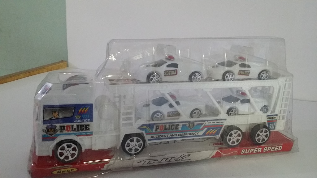 Toy Police Truck Model with 4 Police Sports Cars