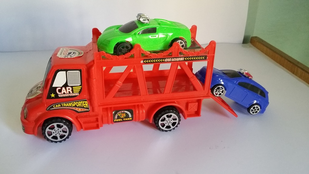 Toy Car Transport Truck Set with 2 Police Cars