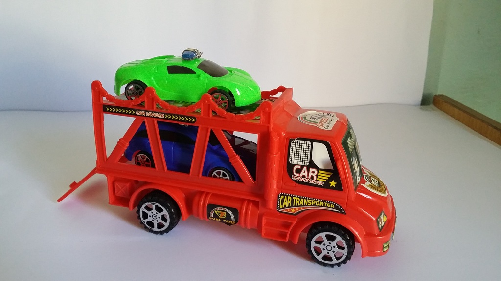 Toy Car Transport Truck Set with 2 Police Cars