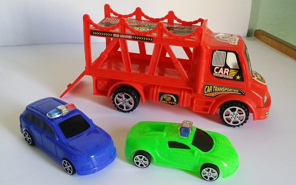 Toy Car Transport Truck Set with 2 Police Cars