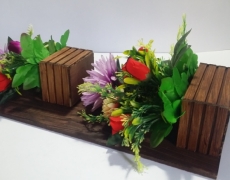 Wooden Wall Hanged Flower Vase - 2 Pockets