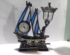 Ship Style Copper Alarm Clock Plus Lamp